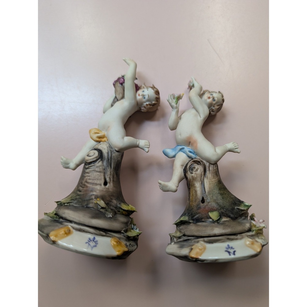 Capodimonte Giuseppe Cappe Baby Putti Cherub Figurine Seasons Bisque Porcelain